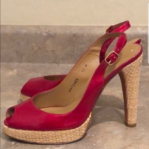 STUART WEITZMAN - Red Patent Leather Slingbacks - US 10 - Picture 5 of 6